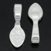 BA053 - 100 pcs. Silver Plated Small Spoon Tag Glue On Bails - 16x5.5mm