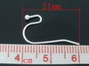 E057 - 200 pcs Silver Plated Earring Wire Hooks with Ball - 21x12mm - 21mm x 12mm - 21 Gauge Wire