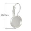 E073 - 10 pcs. Silver Plated Earring Clips Settings Lever Back Bezels Cabochons - 12mm Glue Pad Setting