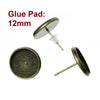 E110 - 50 pcs. Antique Bronze Earring Posts Studs Settings Bezels Cabochons Tacks- 12mm Glue Pad Setting