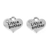 P005 - 4 pcs. Antique Silver "Little Brother" charm with rhinestone- 16 mm X 14 mm