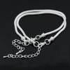 B049 - 4 pcs. Silver Plated European Snake Chain Bracelets with Chain Extenders - Lobster Clasps - Screw Cap - 18cm (7.09") - Claw Clasps