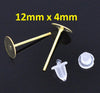 E248 - 500 pieces (250 pairs) Gold Plated Earring Posts/Bases/Studs/Settings with Rubber Backs - 12mm x 4mm - Made of Copper! High Quality!