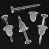 E280 - 2000 pcs (1000 Pairs) Clear Plastic Earring Posts with Back Stoppers - 12mm x 3mm - 3mm Glue Pad Base