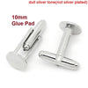CU020 - Lot of 12 Silver Tone Cuff Links (6 pairs) - 10mm Glue Pad