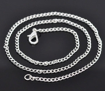 N055 - 12 pcs. Silver Plated Chain Link Necklaces 18" - (2x3mm)
