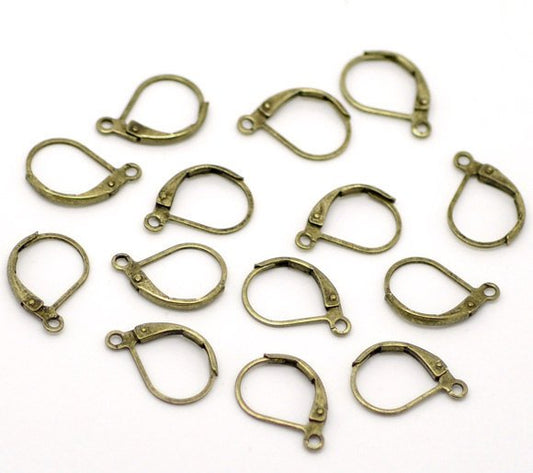 E199A - 20 pcs (10 pairs) Antique Bronze Leverback Earrings - 16x10mm