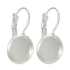 E073 - 10 pcs. Silver Plated Earring Clips Settings Lever Back Bezels Cabochons - 12mm Glue Pad Setting