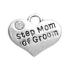 P006 - 4 pcs. Antique Silver "Step Mom of Groom" charm with rhinestone- 17mm X 13mm