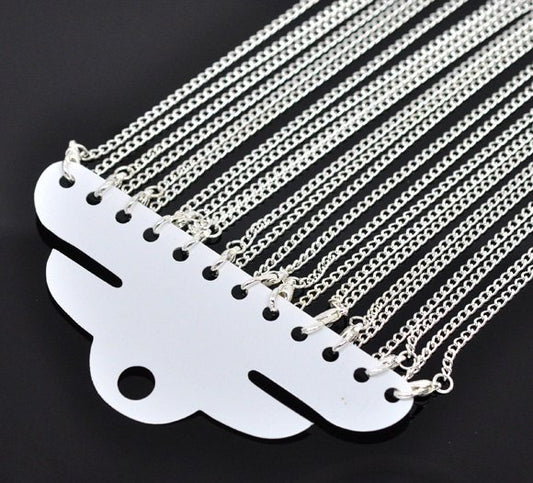 N055 - 12 pcs. Silver Plated Chain Link Necklaces 18" - (2x3mm)