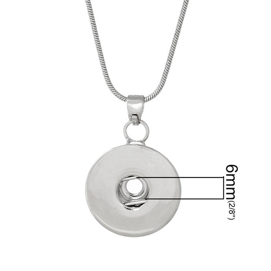 N089 - 2 pcs. Silver Tone Snake Chain Chunk Snap Noosa Button Necklace and Lobster Clasp and Extender- 17 1/8" (43.5 cm) - Claw Clasps