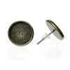 E110 - 50 pcs. Antique Bronze Earring Posts Studs Settings Bezels Cabochons Tacks- 12mm Glue Pad Setting