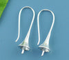 E249 - 10 pcs (5 Pairs) Silver Plated Earring Ear Wire Morning Glory Flower Hooks Bases - 29mm x 12mm - Made of Copper!