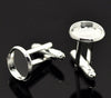 CU019 - Lot of 10 Silver Plated Cuff Links (5 pairs) - 12mm Glue Pad Bezel Setting
