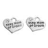 P006 - 4 pcs. Antique Silver "Step Mom of Groom" charm with rhinestone- 17mm X 13mm