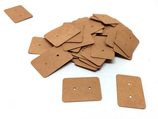 S008A - 50 pcs. Brown Cardboard Paper Jewelry Earrings Earring Rectangle Display Cards Tags Labels - 2 Holes- 35mm x 25mm (1.38" x 1")