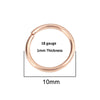 J011 - 100 pcs Rose Gold Plated Open Jump Rings - 10mm - 18 Gauge (1mm Thick)
