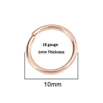 J011 - 100 pcs Rose Gold Plated Open Jump Rings - 10mm - 18 Gauge (1mm Thick)