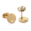 E905 - 10 pcs. (5 pairs) 304 Stainless Steel Ion Plated Gold Earring Posts/Bases/Studs/Settings - 8mm Diameter - Hole Size: 1.4mm - Style F