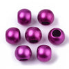 BD533 - 75 pcs Fuchsia Purple Matte Acrylic Smooth Ball Spacer Beads - 12mm - Large Hole: 6mm - Fits European Cords and Paracord!