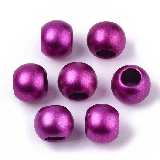 BD533 - 75 pcs Fuchsia Purple Matte Acrylic Smooth Ball Spacer Beads - 12mm - Large Hole: 6mm - Fits European Cords and Paracord!
