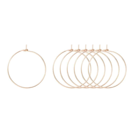 W038 - 10 pcs. 316L Surgical Stainless Steel Rose Gold Wine Charm / Earwire Hoop Rings - 25mm - 20 Gauge (0.8mm Thick)