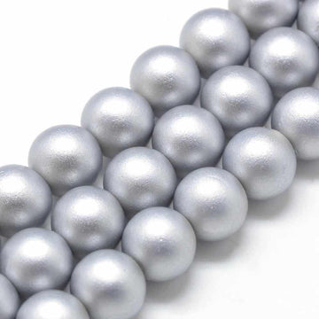BD822B - 500 Beads - 8mm Silver Matte Frosted Rubberized Acrylic Round Beads - Hole Size: 1.5mm