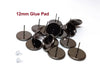 E171A - 50 pcs. Gunmetal Earring Posts Studs Settings Bezels Cabochons Tacks- 12mm Glue Pad Setting