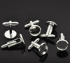CU019 - Lot of 10 Silver Plated Cuff Links (5 pairs) - 12mm Glue Pad Bezel Setting