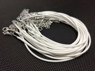 N056 - 20 pcs. White Waxen Waxed Cord Bracelets - 7.25 inch (18.5 cm) - 7 1/4"