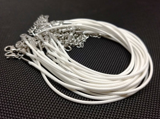 N056 - 20 pcs. White Waxen Waxed Cord Bracelets - 7.25 inch (18.5 cm) - 7 1/4"