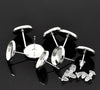 E111A - 10 pcs. Silver Plated Earring Posts Studs Settings Bezels Cabochons Tacks- 12mm Glue Pad Setting