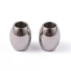 BD805 - 5 pcs. - 202 Stainless Steel Silver Tone Oval Barrel Spacer Beads - 7mm x 6mm - Hole Size: 3mm - Tarnish Resistant
