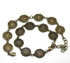 B050 - 5 pcs. Antique Bronze Disk Bezel Cabochon Chain Bracelets - 21cm - 14mm Glue Pad - 7 Settings