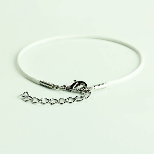 N056 - 20 pcs. White Waxen Waxed Cord Bracelets - 7.25 inch (18.5 cm) - 7 1/4"