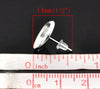 E111 - 50 pcs. Silver Plated Earring Posts Studs Settings Bezels Cabochons Tacks- 12mm Glue Pad Setting