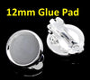 E250 - 20 pcs. Silver Plated Earring Clips Settings Hinged Bezels Cabochons - 12mm Glue Pad Setting