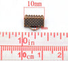 BA022 - 100 pcs. Antique Copper Textured Ribbon Crimp End Caps - 10mm x 8mm - Perfect for 3/8" (10mm) Ribbons and Cords!