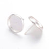 E111 - 50 pcs. Silver Plated Earring Posts Studs Settings Bezels Cabochons Tacks- 12mm Glue Pad Setting