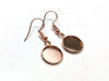 E146 - 10 pcs. Rose Gold Plated Earring Dangle Hooks Settings Bezels Cabochons - 12mm Glue Pad Setting - Single Sided