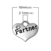 P007 - 4 pcs. Antique Silver "Partner" charm with rhinestone- 16mm X 14mm