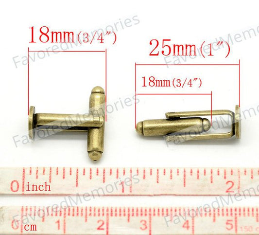 CU018 - Lot of 10 Antique Bronze Cuff Links (5 pairs) - 8mm Glue Pad Setting