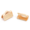 BA023 - 100 pcs. Rose Gold Plated Textured Ribbon Crimp End Caps - 10mm x 8mm - Perfect for 3/8" (10mm) Ribbons and Cords!