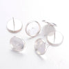 E111A - 10 pcs. Silver Plated Earring Posts Studs Settings Bezels Cabochons Tacks- 12mm Glue Pad Setting