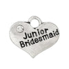 P008 - 10 pcs. Antique Silver "Junior Bridesmaid" charm with rhinestone - 16mm x 14mm