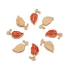 P312 - 10 pcs. Golden Orange Fall Leaves Enamel Charms - 20mm - Hole Size: 1.5mm