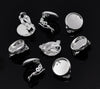 E250 - 20 pcs. Silver Plated Earring Clips Settings Hinged Bezels Cabochons - 12mm Glue Pad Setting