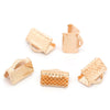 BA023 - 100 pcs. Rose Gold Plated Textured Ribbon Crimp End Caps - 10mm x 8mm - Perfect for 3/8" (10mm) Ribbons and Cords!
