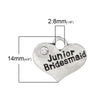 P008 - 10 pcs. Antique Silver "Junior Bridesmaid" charm with rhinestone - 16mm x 14mm