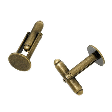 CU017 - Lot of 10 Antique Bronze Plated Cuff Links (5 pairs) - 10mm Glue Pad